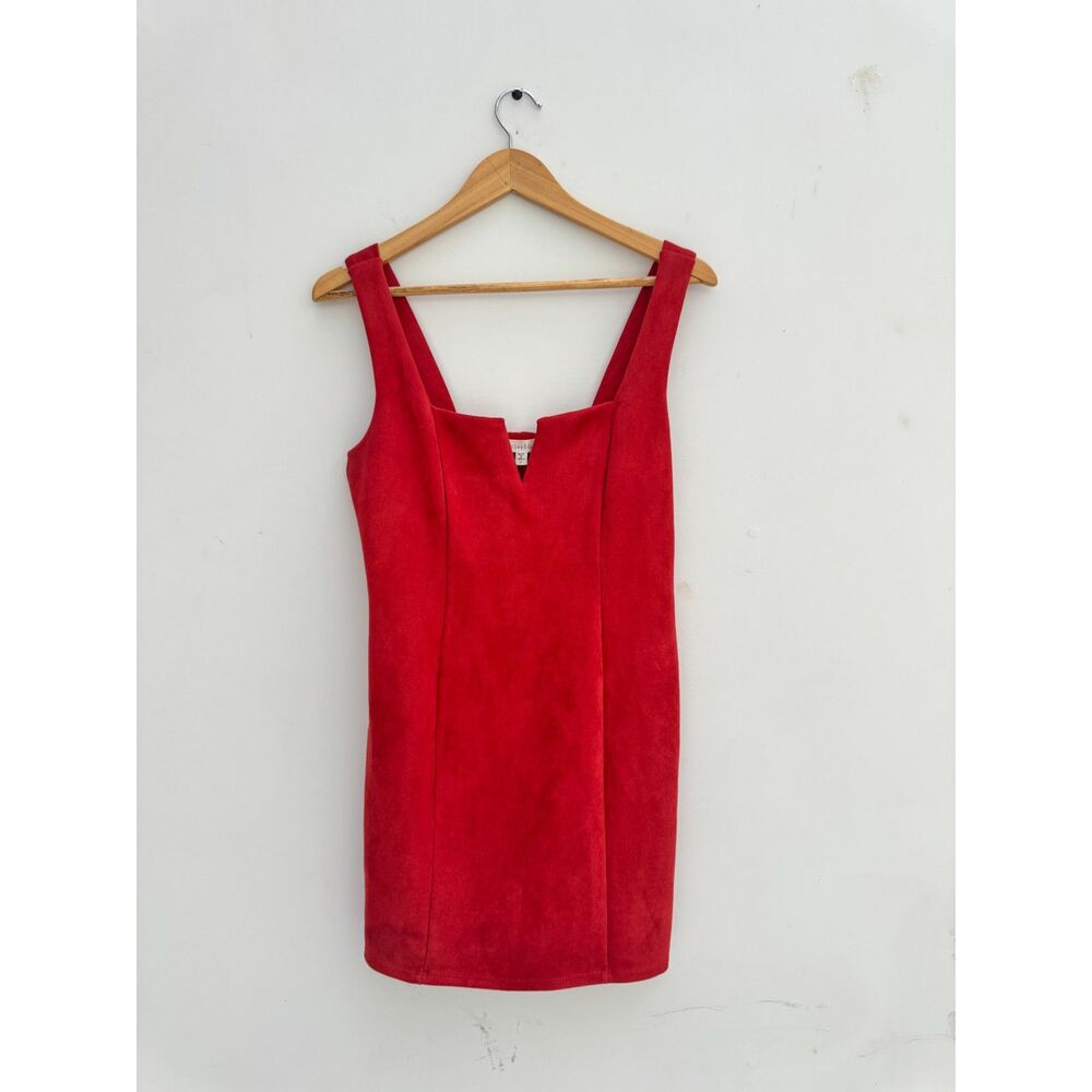 Bailey Blue Red Faux Suede Bodycon Mini Dress Size L